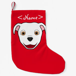White Pitbull Face Small Christmas Stocking