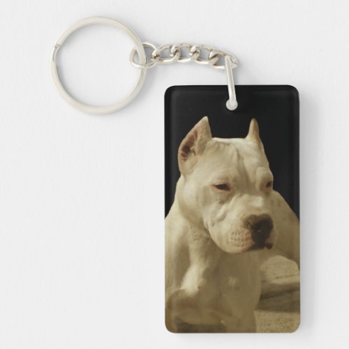 White Pitbull Keychain