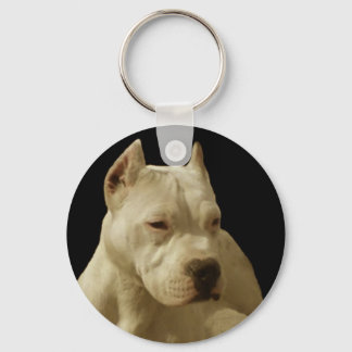 White pitbull keychain