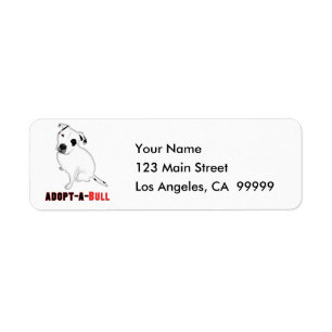 White Pitbull Puppy ADOPT-A-BULL Label