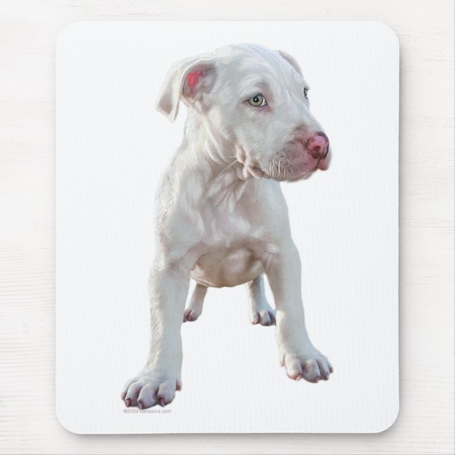 White Pitbull Puppy Mouse Pad (Front)