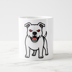 White Pitbull Red Eyes Angry Cartoon Dog Gift Giant Coffee Mug