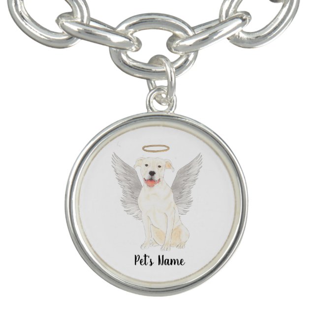 White Pitbull Staffy Sympathy Memorial Bracelet (Design)