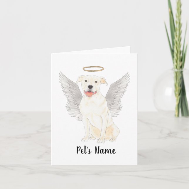 White Pitbull Staffy Sympathy Memorial Card (Front)