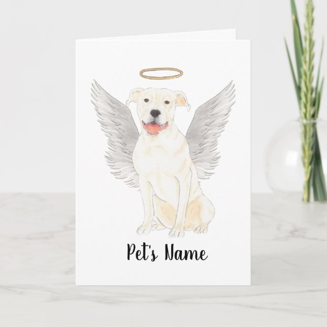 White Pitbull Staffy Sympathy Memorial Card (Front)