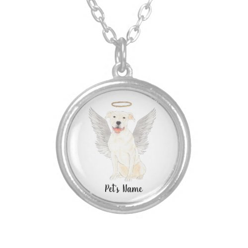 White Pitbull Staffy Sympathy Memorial Silver Plated Necklace