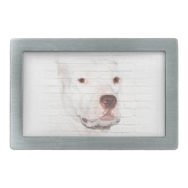 White pitbull terrier belt buckle (Front)