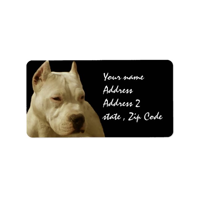 White Pitbull Terrier Label (Front)