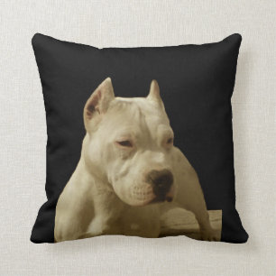 White Pitbull Terrier Throw Pillow
