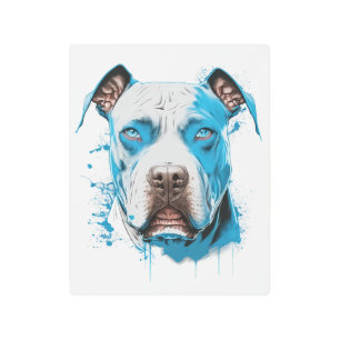 White Pitbull with Blue Eyes Metal Print