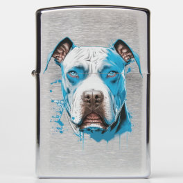 White Pitbull with Blue Eyes Zippo Lighter