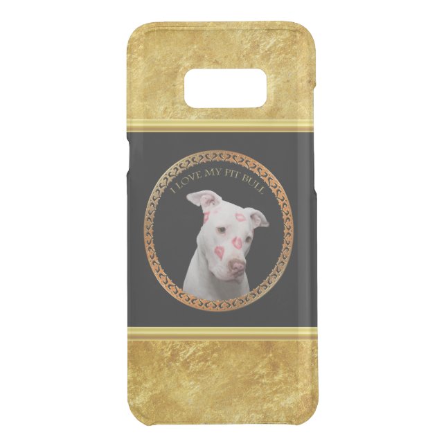 White pitbull with red kisses all over his face. uncommon samsung galaxy case (Back)