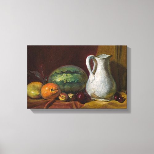 White Pitcher and Fruits Canvas Print