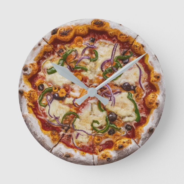 White Pizza Round Clock (Front)