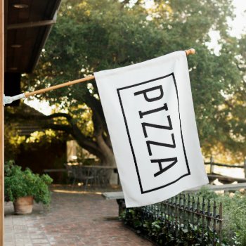White Pizza Sign Flag by InkWorks at Zazzle