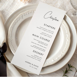 White Place Card Menu with Custom Guest Name