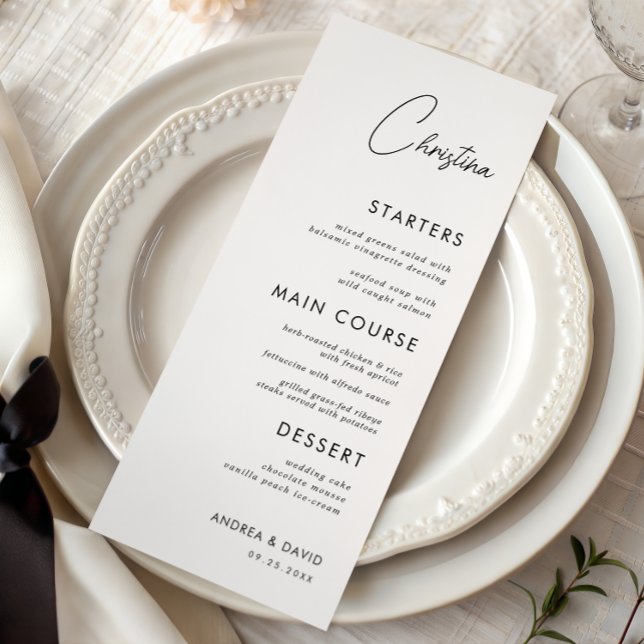 White Place Card Menu with Custom Guest Name (Creator Uploaded)