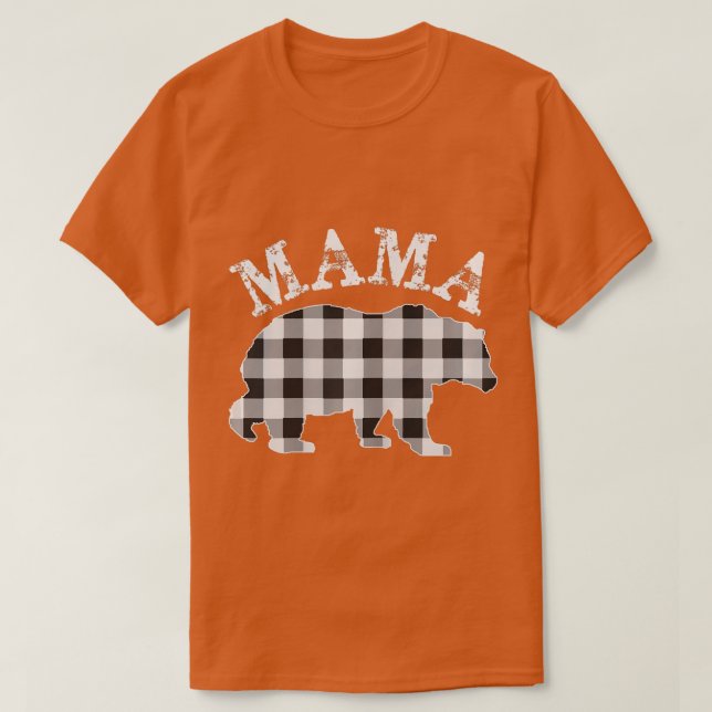 White Plaid Mama Bear Buffalo Matching Family Paja T-Shirt (Design Front)