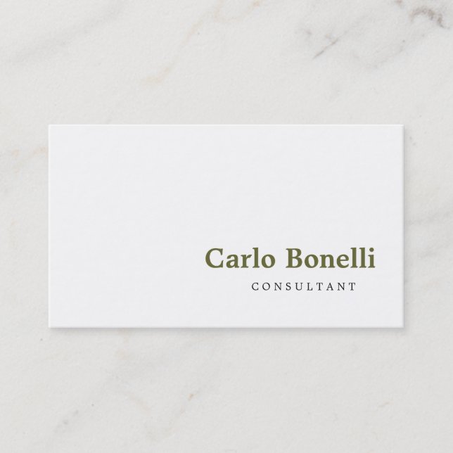 White Plain Modern Consultant Business Card (Front)