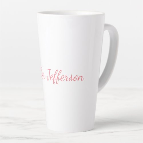White Plain Modern Handwriting Your Name Latte Mug