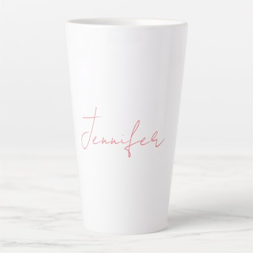 White Plain Modern Handwriting Your Name Latte Mug