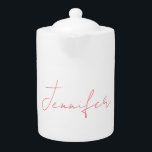 White Plain Modern Handwriting Your Name Teapot<br><div class="desc">This template can be customized to meet all professional occupations.</div>