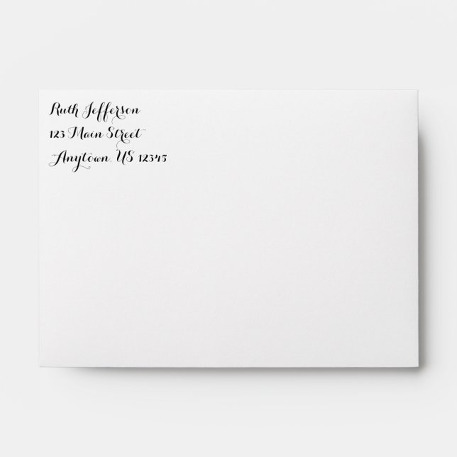 White Plain Simple A6 4x6 Return Address Envelopes (Front)