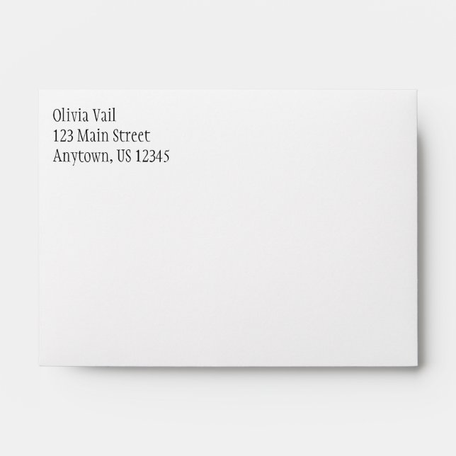 White Plain Simple A6 4x6 Return Address Envelopes (Front)