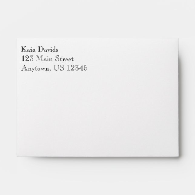 White Plain Simple A6 4x6 Return Address Envelopes (Front)