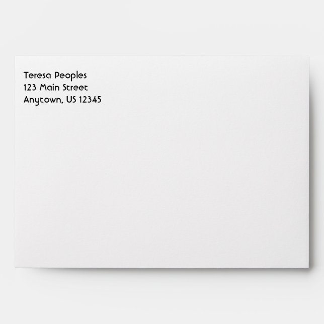 White Plain Simple A7 5x7 Return Address Envelopes (Front)