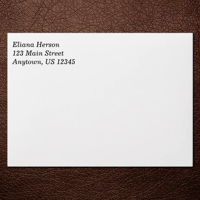 White Plain Simple A7 5x7 Return Address Envelopes Zazzle