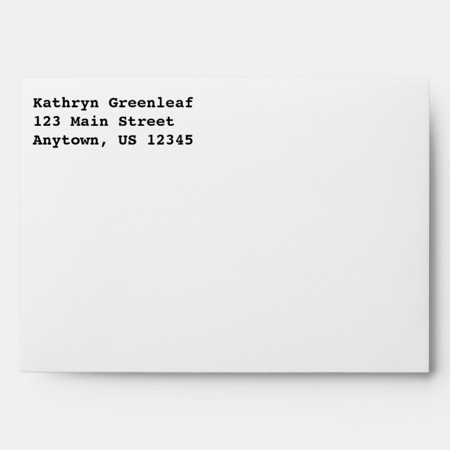 White Plain Simple A7 5x7 Return Address Envelopes (Front)