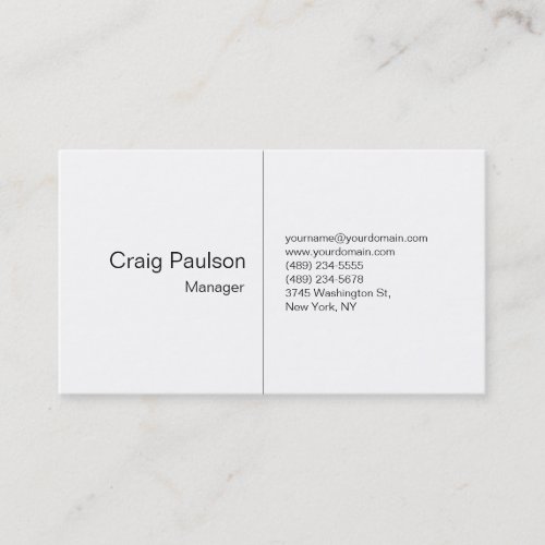 White Plain Simple Modern Style Business Card