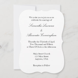 White Plain Simple Wedding Invitation