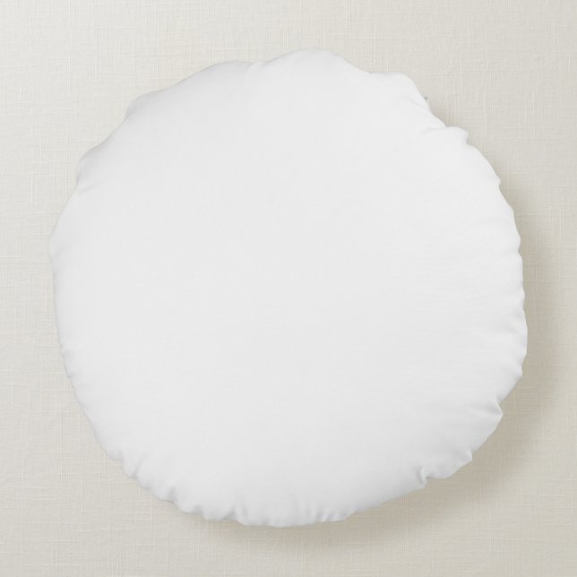 White Plain Solid Color Round Pillow (Back)