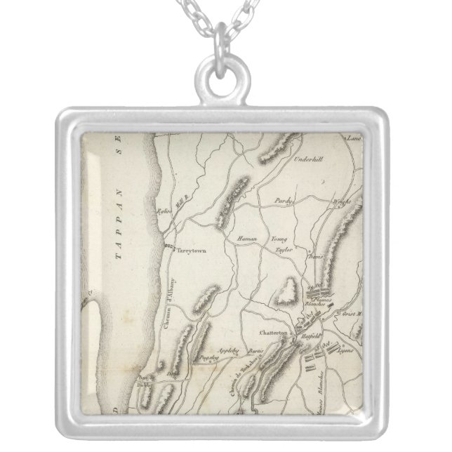 White Plains and Weapons Silver Plated Necklace (Front)