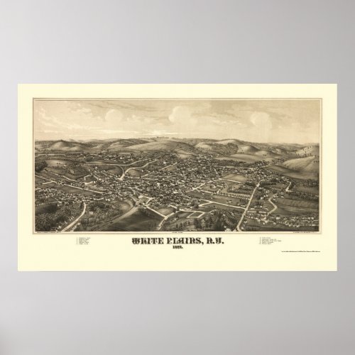 White Plains NY Panoramic Map _ 1887 Poster