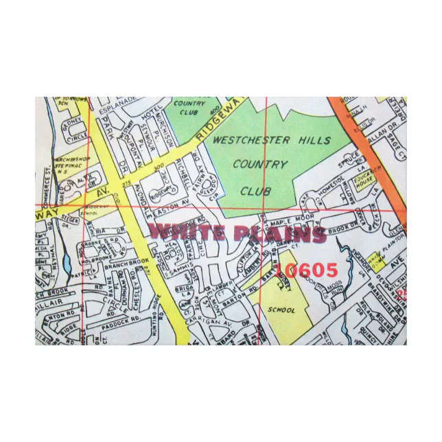 White Plains, NY Vintage Map Print Zazzle