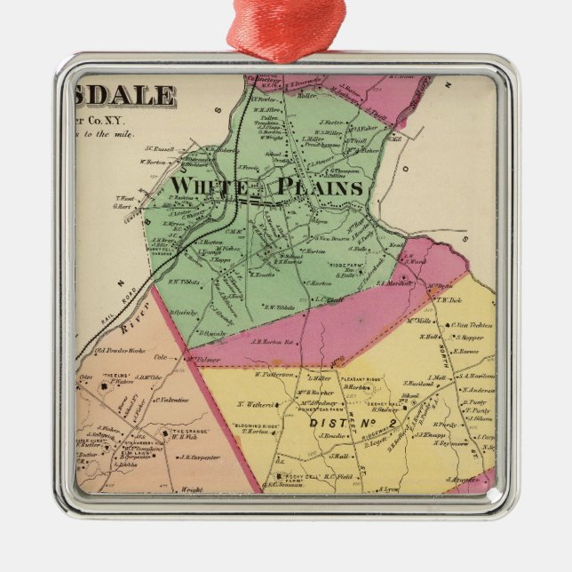 White Plains, Scarsdale towns Metal Ornament (Front)