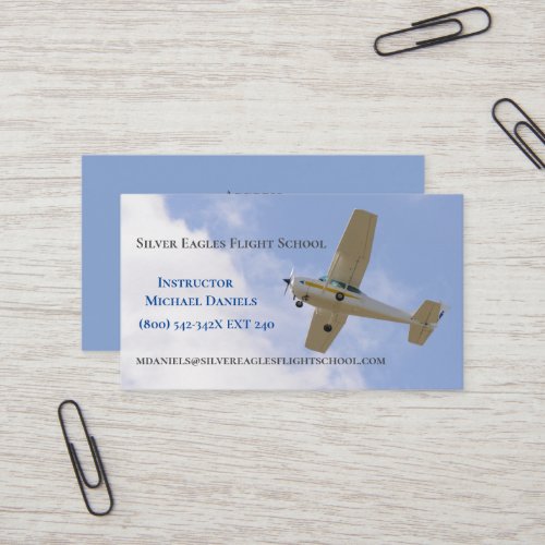 White Plane Flight School Instructor Pilot  Business Card