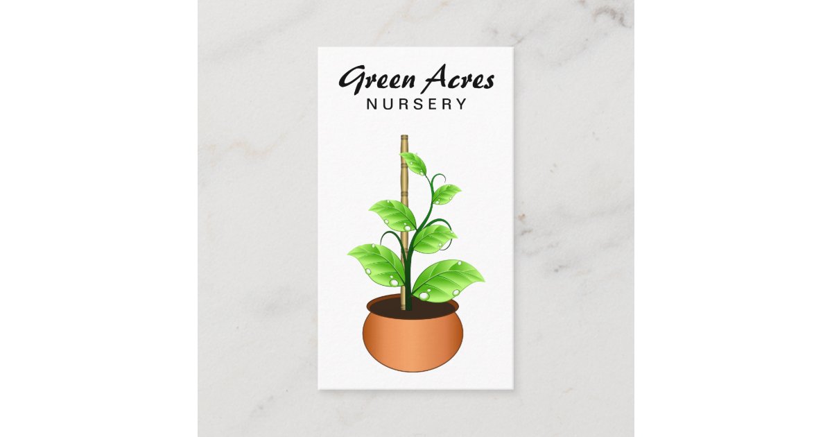 White Plant Nursery Business Cards Template Zazzle