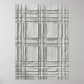 White Plaster Relief Tartan Plaid Textured 3D Mini Poster