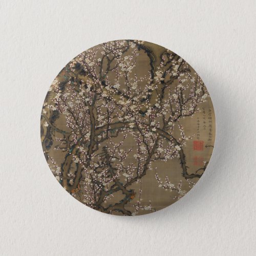 White Plum Blossoms and Moon by Ito Jakuchu Button