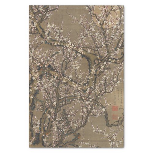 White Plum Blossoms and Moon by Ito Jakuchu Tissue Paper