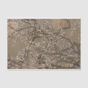 White Plum Blossoms and Moon by Ito Jakuchu Tissue Paper
