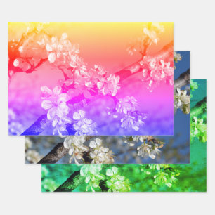White Plum Blossoms in Spring Wrapping Paper Sheets