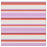 [ Thumbnail: White, Plum, Brown, and Red Lines Fabric ]