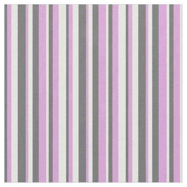White, Plum & Dim Gray Stripes/Lines Pattern Fabric (Close Up)