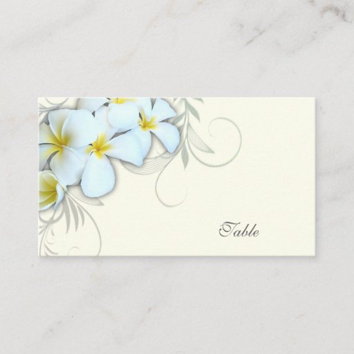 Customizable White Plumeria, Table Number Cards Business Card Template