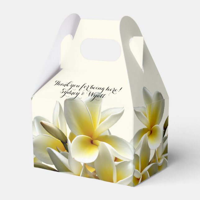 White Plumeria Flowers Wedding Reception Favor Box (Front Side)